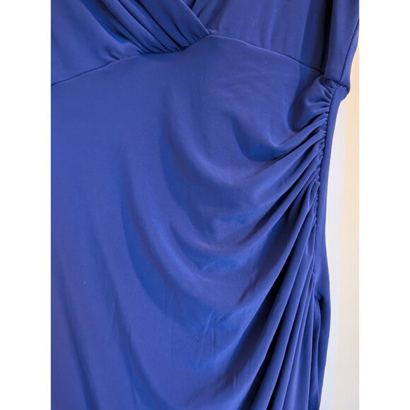Lauren Ralph Lauren Royal Blue Faux-Wrap Ruched Side Dress — Size 8 - Picture 4 of 6